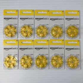 Amazon Basics 012800530281 60 Pack Hearing Aid Batteries 1.45v Size 10 Amazon Basics 012800530281 60 Pack Hearing Aid Batteries 1.45v Size 10