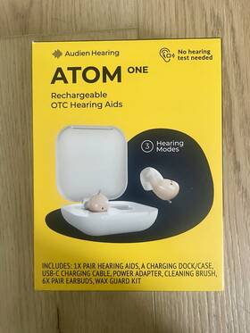 2000s-b-0924 Audien Hearing Atom One Rechargeable In-ear Aids 3 Settings 2000s-b-0924 Audien Hearing Atom One Rechargeable In-ear Aids 3 Settings