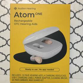 2016-a-0425 Audien Hearing Atom One Rechargeable Otc Cic Aids Charging Dock Case