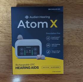 21fa60987 Audien Hearing Atom X Rechargeable Otc Bluetooth Aids Iic With Uv Case