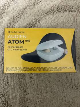 Aatnf084 Audien Hearing Atom One Rechargeable Otc Aid White With Charging Dock