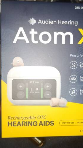 Aatxf0008 Audien Hearing Atom X Rechargeable Bluetooth Beige Both Ears