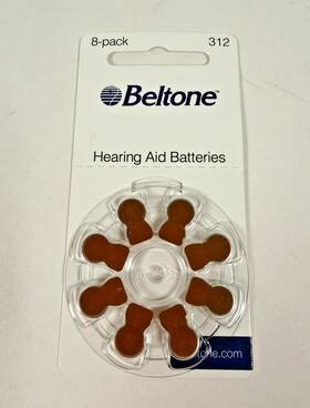 B312-4a Beltone Hearing Aid Zinc Air Batteries 312 1.45v 8 Pack New Sealed Exp 3/22