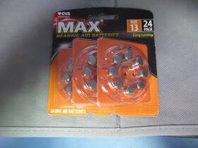 268431 Cvs 050428609057 24 Pcs. Max Hearing Aid Batteries Size 13 # Exp. 11/2027