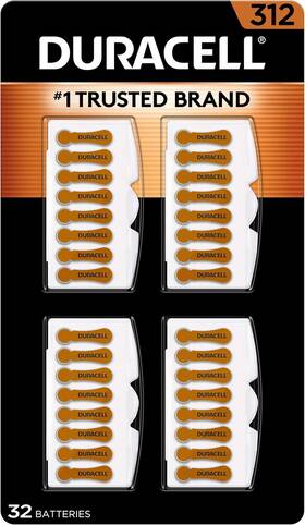 4332462701 Duracell Hearing Aid Batteries Brown Size 312 32 Count Pack 312a