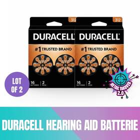 Batteries-durda312b16zm09  Duracell Distributing Inc Da312b16zm09 Size 312 Brown Hearing Aid Lot Of 2 -total 32