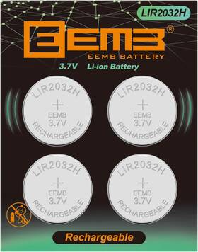 Lir2032h-4 Eemb Lir2032h 3.7v Rechargeable 2032h Batteries Lithium-ion Coin