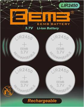 Lir2450 Eemb 4pcs Rechargeable Battery 3.7v Lithium-ion Coin Button Cell 4