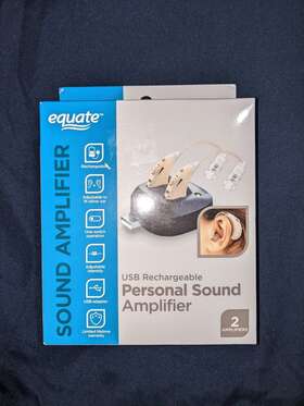 Equate 194346028283 Usb Rechargeable Digital Hearing Amplifier With Case Pair H42
