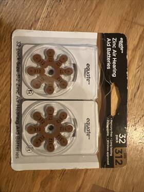 2027 Equate 194346066056 Zinc Air Hearing Aid Batteries Size 312 32 Pack 8/2027 Expiration