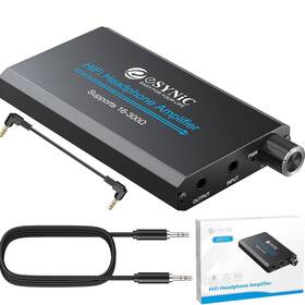 Esynic 670924938521 16-300 Ohms Headphone Amplifier- Rechargeable Hi-fi 3.5mm Audio