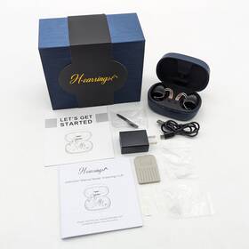 Jh-d13b H-earrings Hearing Aid Set With Charging Docking Station Brown