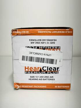 Hearclear 706148560139 Premium Plus Size 13 1.45v Hearing Aid Batteries 120 Count