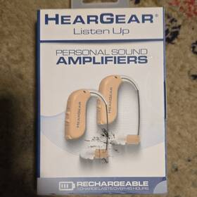 La10077 Heargear Listen Up Rechargeable Digital Hearing Amplifier Bte Tone Control Beige