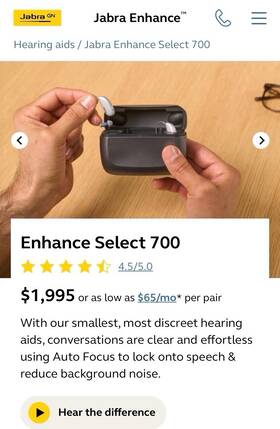Jabra Gn 23856770 Enhance Select 700 Rechargeable Ric Hearing Aids Gray Both Ears With Case