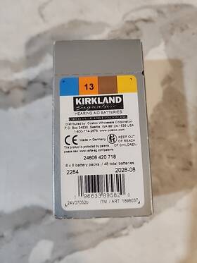1896037 Kirkland Signature 48ct Hearing Aid Batteries #13 Zinc Air Long Lasting Exp 8/28 1896037 Kirkland Signature 48ct Hearing Aid Batteries #13 Zinc Air Long Lasting Exp 8/28