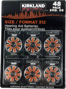 Kirkland Signature 744110561005 1.45 Volt Mercury Free Premium Quality Hearing Aid Batteries