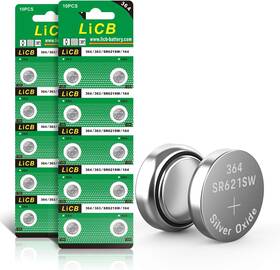 Lwus-sr621sw-20 Licb 20 Pack Sr621sw 364 164 363 Ag1 Battery 1.5v Button Cell Watch Batteries