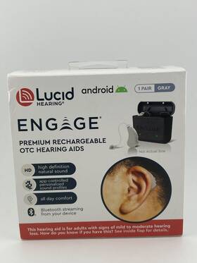 10093 Lucid New Engage Premium Otc Hearing Aids With Bluetooth For Iphone/ Ipad - Gray