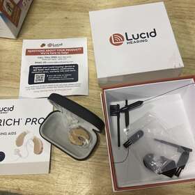 10082 Lucid Hearing Enrich Pro Otc Aids Behind-the-ear Design Beige Open Box 10082 Lucid Hearing Enrich Pro Otc Aids Behind-the-ear Design Beige Open Box
