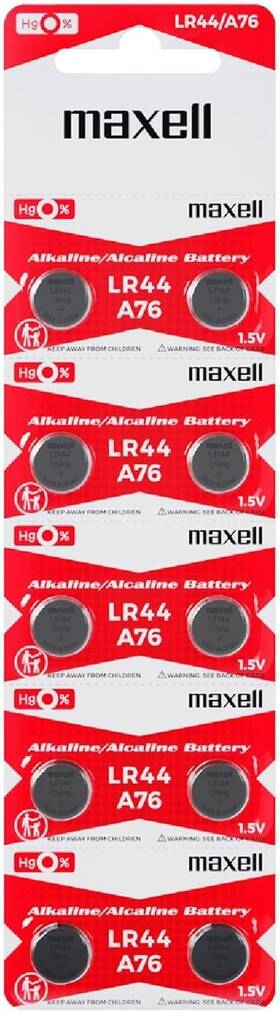 775011 Maxell Lr44 A76 Batteries 10 Count