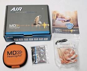 M708 Md Hearing Aid Air Left Ear Only New In Open Box With Batteries Extras