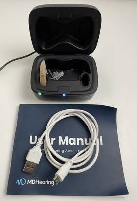 H230700493 Mdhearing Md Volt Series H Digital Hearing Aid Left Side Only Charging Case