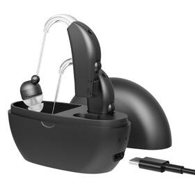 Medca 850029443582 Rechargeable Hearing Aids Pair Personal Sound Amplifiers For Seniors Black