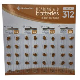 Members Mark 078742185583 Hearing Aid Batteries Mercury Free 40 Pack 312