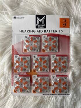 13cr-48us Members Mark 8 Round Pack Lot 48 Hearing Aid Batteries Size 13 Orange Tab Exp 05/2028 Dd