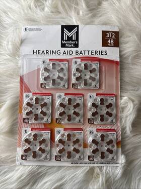312cr-48samsus Members Mark 8 Round Pack Lot 48 Hearing Aid Batteries Size 312 Brown Tab Exp 06/2028