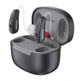 Memorex 838689001175 - Perfectly Tuned Self-fitting Ai Hearing Aid Dark Gray