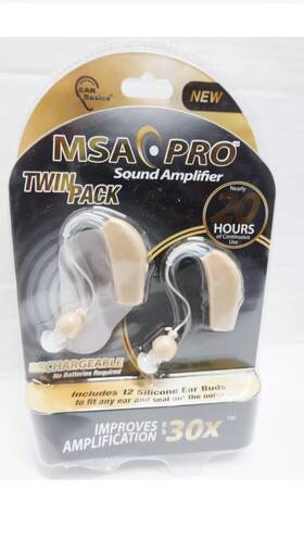 Msa 679373116023 Pro Twin Pack Sound Amplifier Beige - 20 Hours Use. Rechargeable