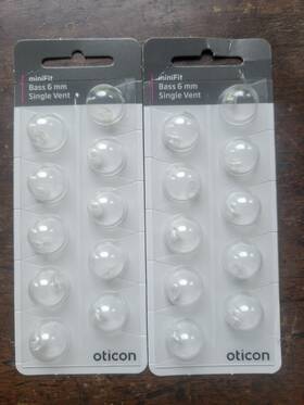 133787 Oticon 2 Pack Minifit 6mm Bass Single Vent Domes For Hearing Aids 20 Total
