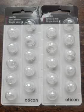 Domes7 Oticon Phillips Sonic Innovations Minifit Bass 10mm Single Vent Domes 2 Pack