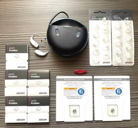 More1silver Oticon 2x More 1 Silver Charger 2 New Batt. Speakers Domes 30 Filters
