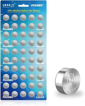 Lr44 Pgsonic 850032632089 50 Pack Batteries 1.5 Volt Alkaline Button Cell With