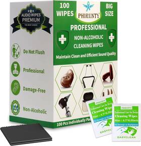 Phirunty 744110403756 100 Count Hearing Aid Cleaning Wipes Individually Packaged Audio Wip