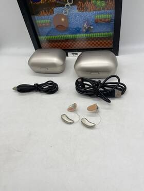 P30-r Phonak Audeo Paradise Hearing Aids In Beige With 2 Chargers/cases Tested