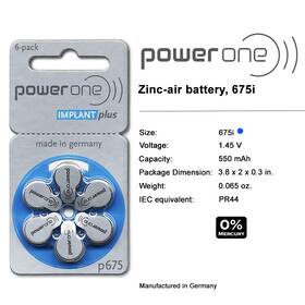 04043752313901 Power-one Size 675p Cochlear Implantplus Hearing Aid Batteries Exp 2026