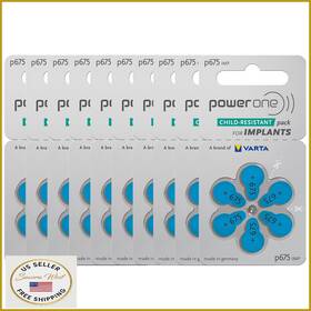 B00u37feem Power One Mercury Free Hearing Aid Batteries 675p Cochlear Implant Size