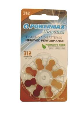 98654 Powermax Hearrite Size 312 Hearing Aid 8 Pack X 6 24 Batteries #98654 98654 Powermax Hearrite Size 312 Hearing Aid 8 Pack X 6 24 Batteries #98654
