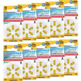 B00sjphy84 Powermax Size 10 Hearing Aid Batteries - 60pk Long-lasting Yellow Tab