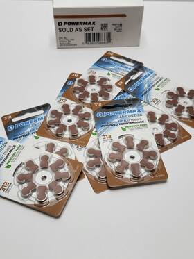 Pm312-64 Powermax Hearite Batteries Size 312 Zinc Air For Hearing Aids 64 Pc Exp Nov 2026