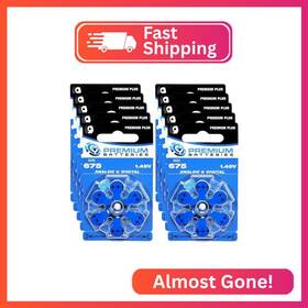 Premium Batteries 4332462877 Size 675 Pr44 1.45v Hearing Aid Blue Tab 60 Batteri