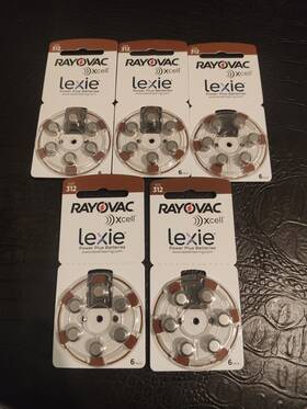 2027 Rayovac 012800537532 Xcell 312 Hearig Aid Batteries/6 Pack/ Lot Of 5 /expiration 5/2027
