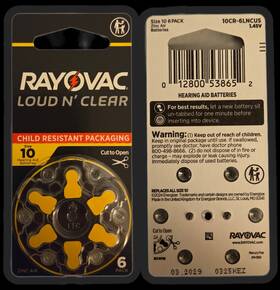 10lc-8 Rayovac Box Of 10 6-count Loud N Clear Hearing Aid Batteries Size Exp 03