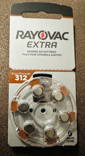 312ae-6a Rayovac Hearing Aid Battery Size 312 6-pack Batteries Exp 12/2027
