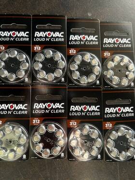 312lc-8 Rayovac 312 Loud Nft Clear Hearing Aid Batteries Exp. 12/27 Lot Of 64