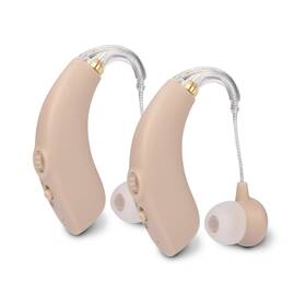 Rca 044476157196 2-pack Rechargeable Digital Hearing Aids Behind-the-ear With Charger Beige